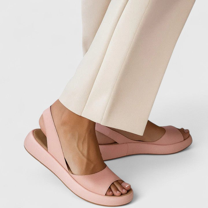Aria | Women’s Leather Peep-Toe Slingback Flatform Sandals