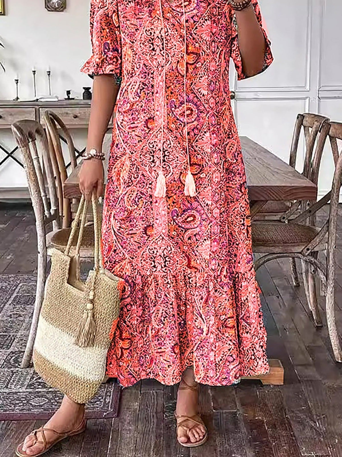 Leontine | Boho Print Maxi Dress