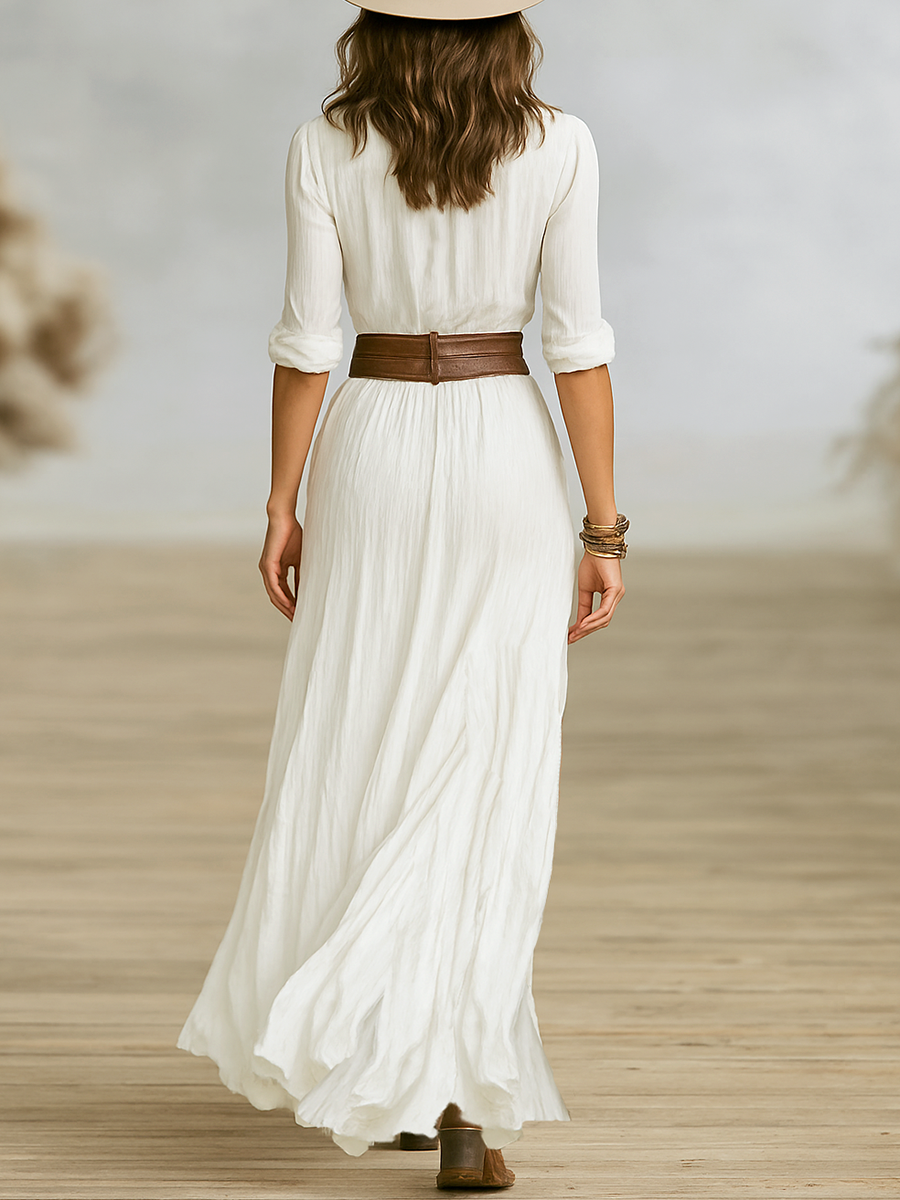 Selene | Belted Button-Up Shirt Dress