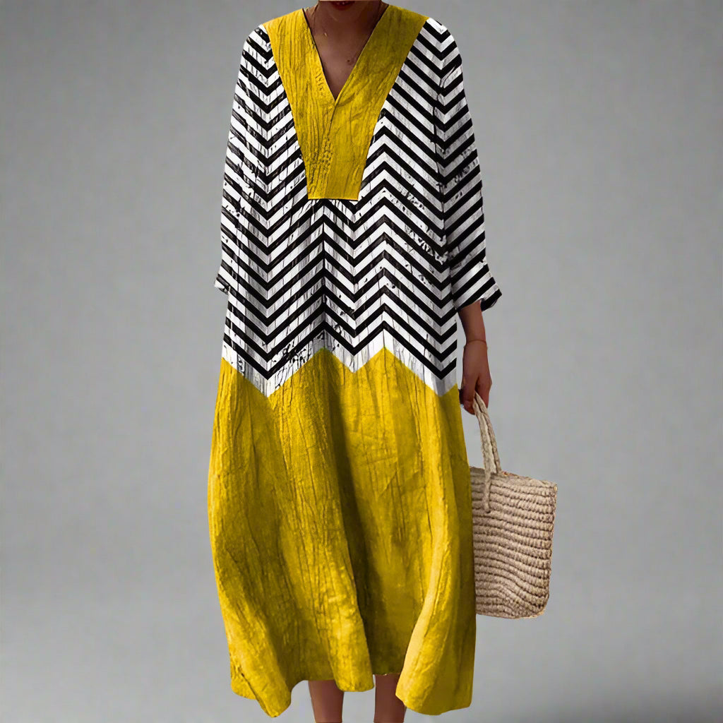 Selara | Bohemian Chevron Maxi Dress