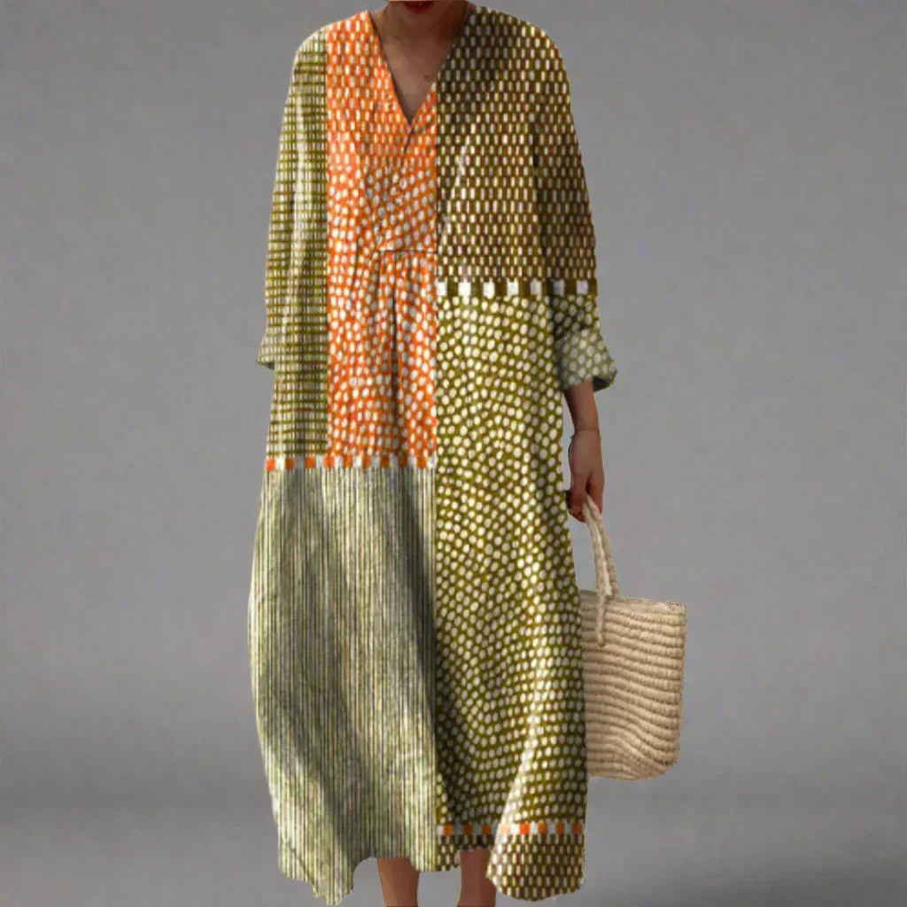 Selara | Bohemian Chevron Maxi Dress