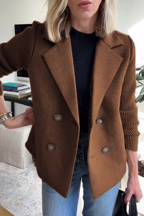 Women’s Knit Sleeve Blazer Jacket – Smart Casual Tailored Fit