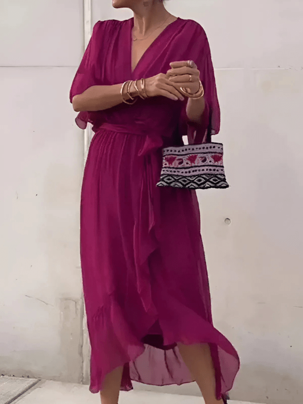 Anastasia - Long Sleeve Midi Dress with Sleeves for Effortless Elegance