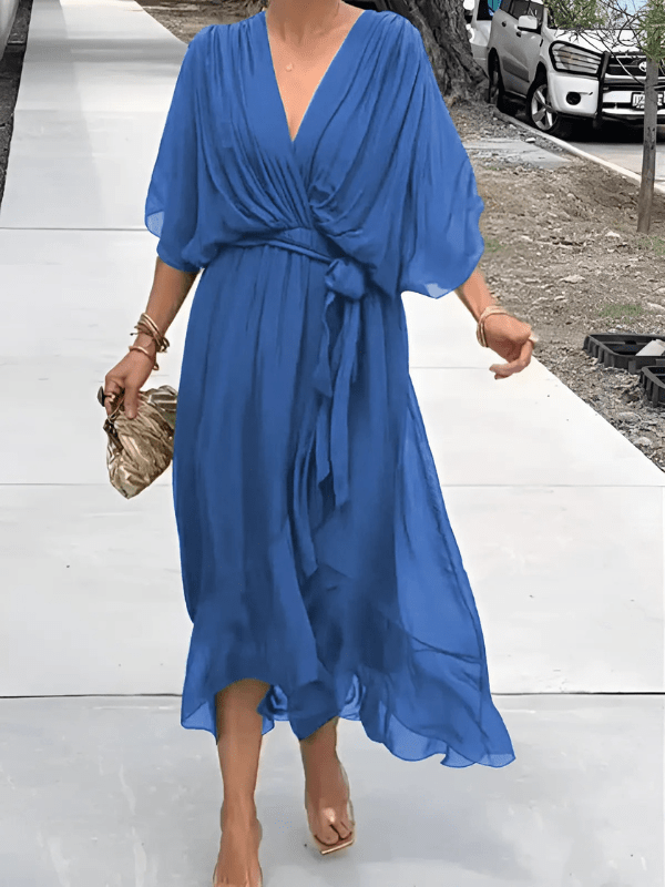 Anastasia - Long Sleeve Midi Dress with Sleeves for Effortless Elegance