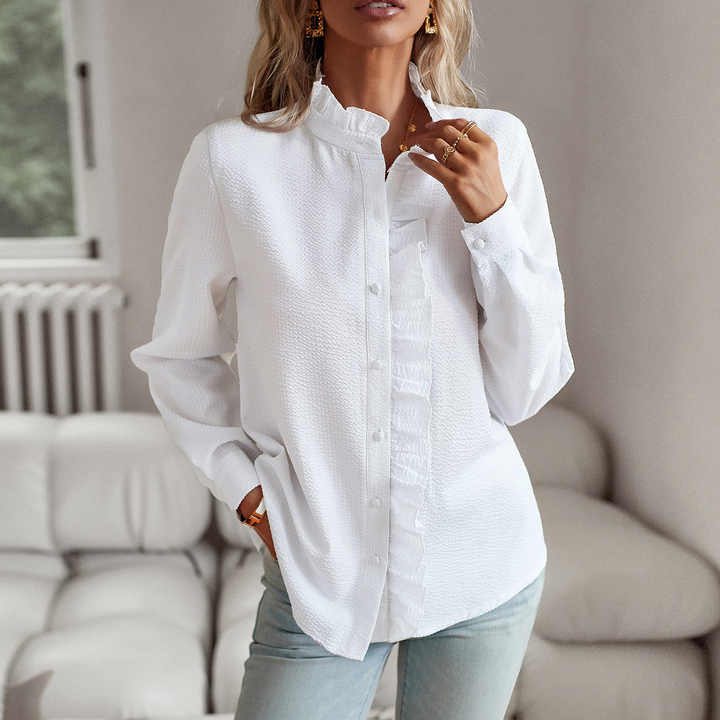 Delina | Ruffled Button-Up Blouse
