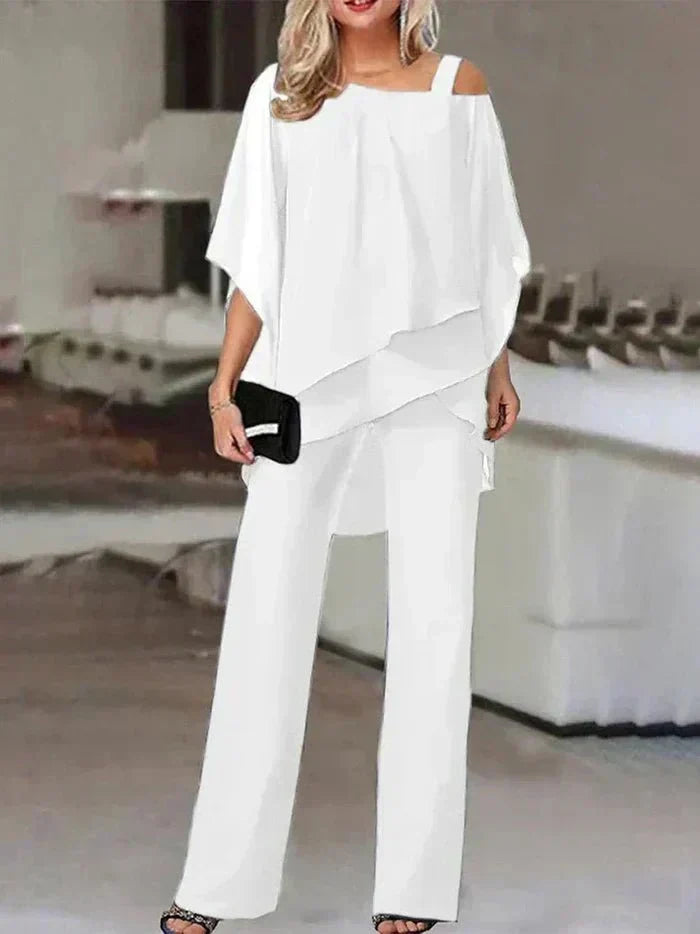 Celestine | Cold-Shoulder Layered Pants Set