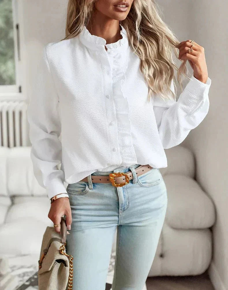 Isolde | Feminine Ruffle Button Blouse