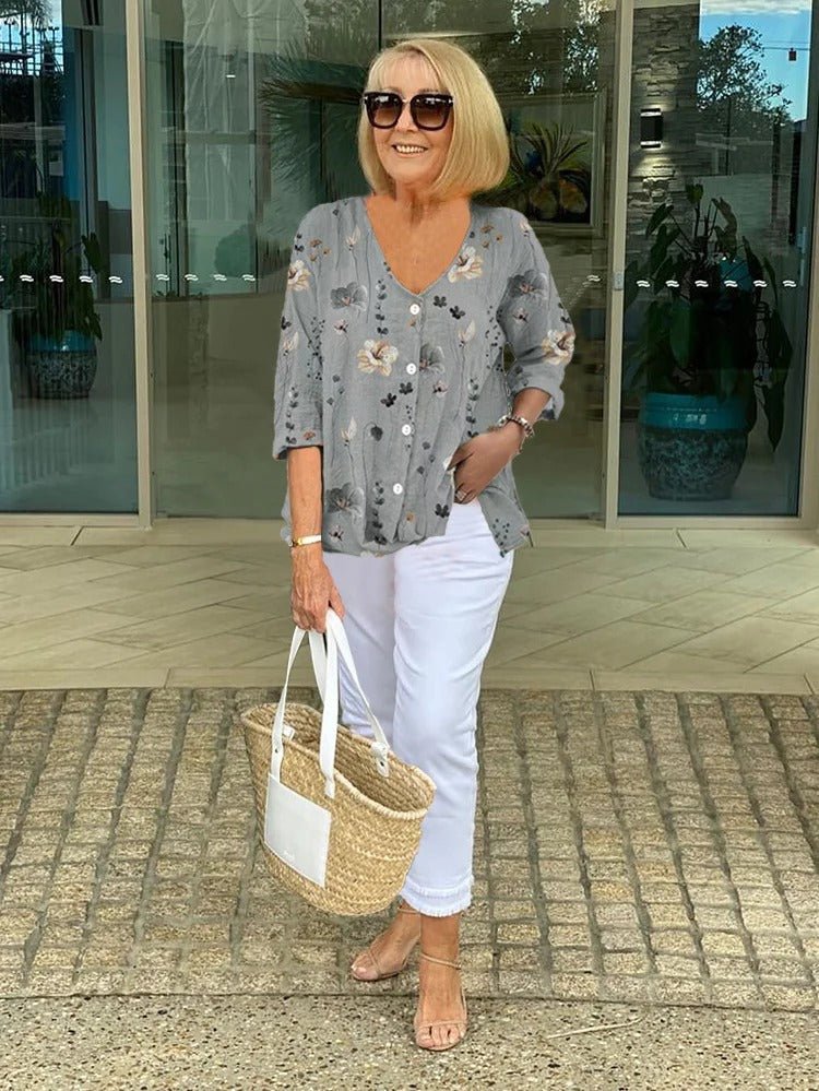 Flora | Elegant Floral Button Blouse