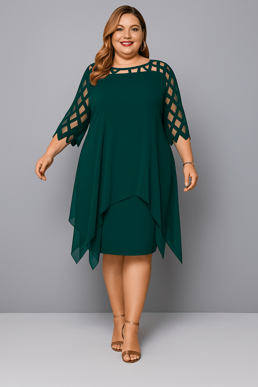 Hazel | Elegant Lace Sleeve Relaxed Fit Dress
