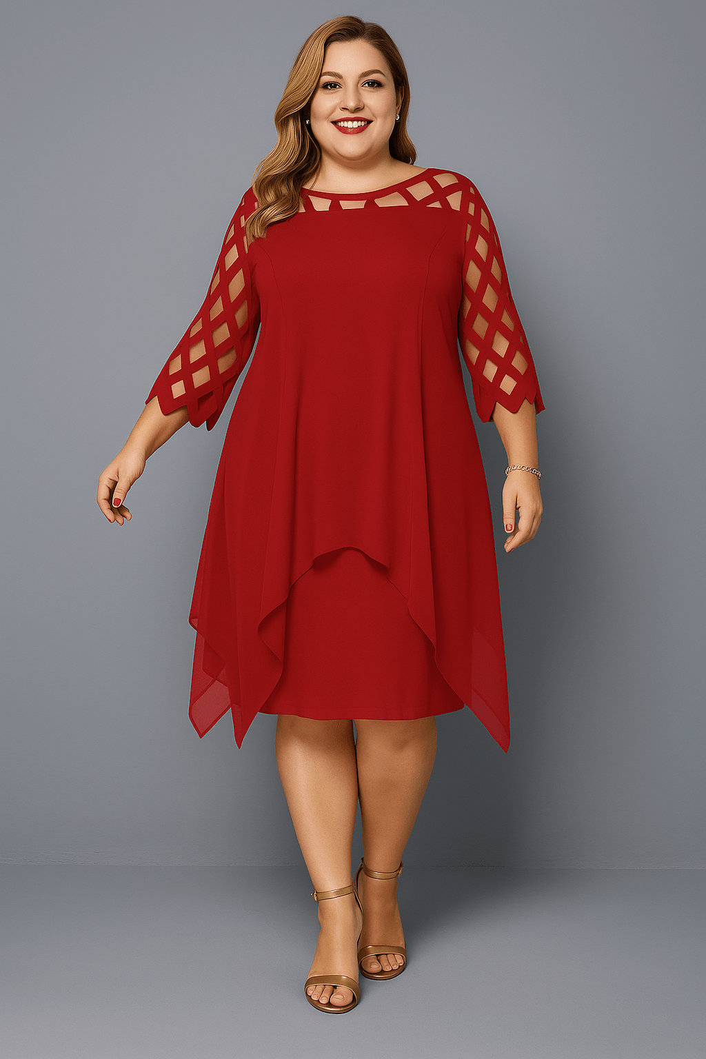 Hazel | Elegant Lace Sleeve Relaxed Fit Dress