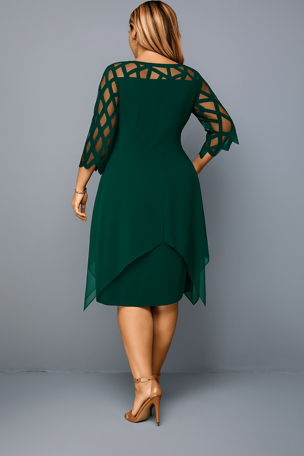 Hazel | Elegant Lace Sleeve Tummy Covering Dress
