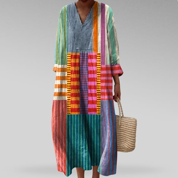 Selara | Bohemian Chevron Maxi Dress