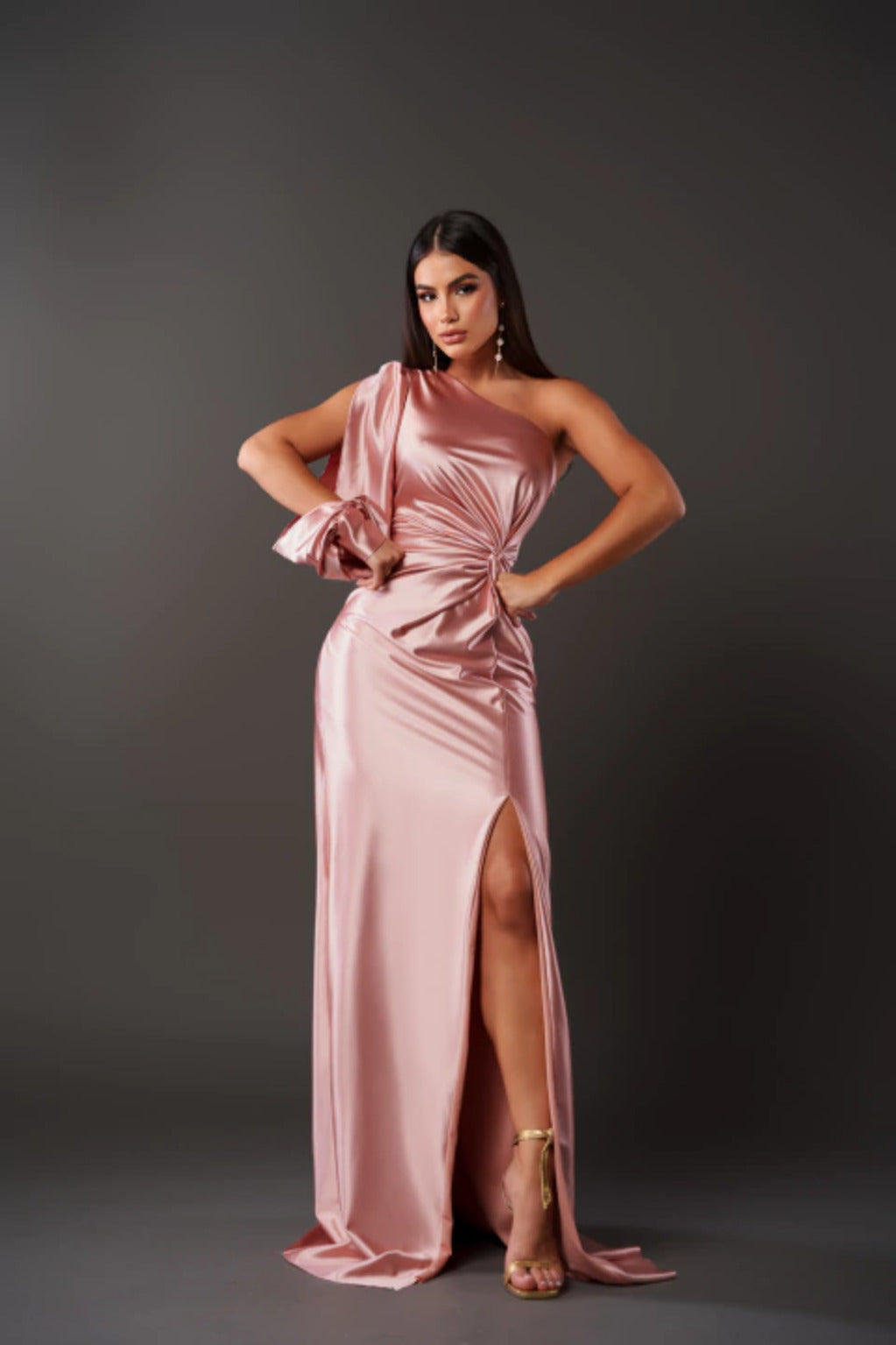 Valencia | One-Shoulder Satin Evening Gown
