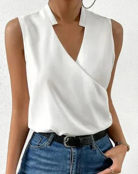 Selene | Sleeveless Wrap Neck Blouse