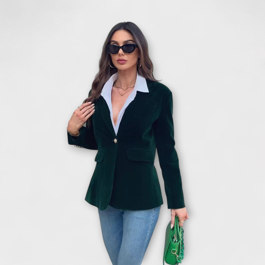 Kalina | Velvet Blazer with Gold Details