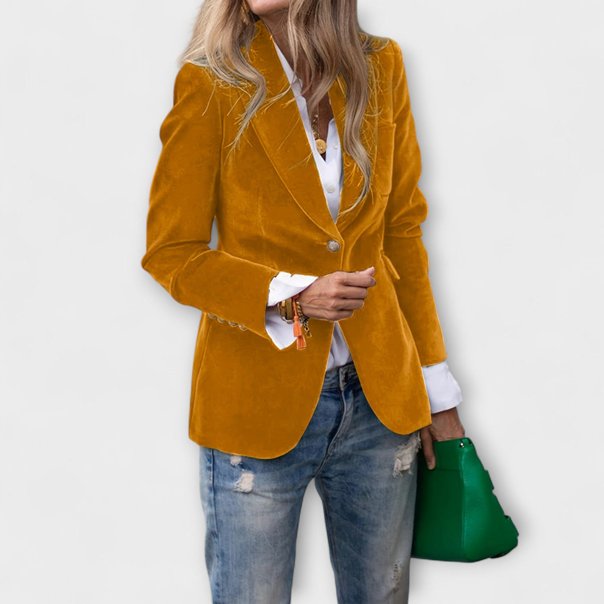 Kalina | Velvet Blazer with Gold Details
