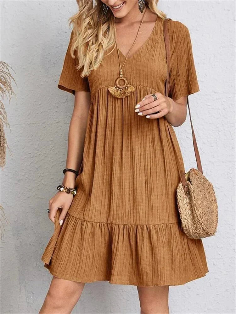 A-Line Retro V-Neck Dress
