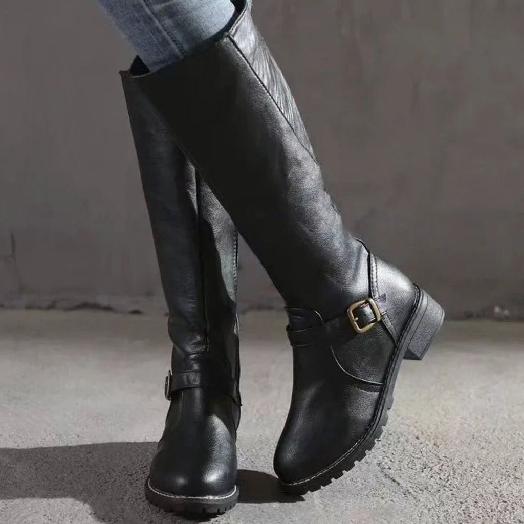 Dakota | Women’s Knee-High Ankle-Buckle Leather Riding Boots