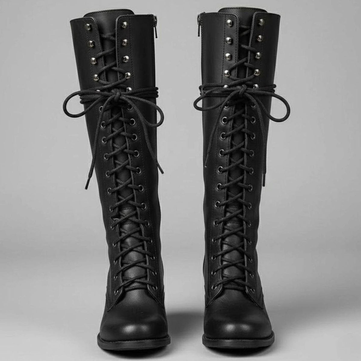 Raven | Women’s Leather Lace-Up Knee-High Combat Boots