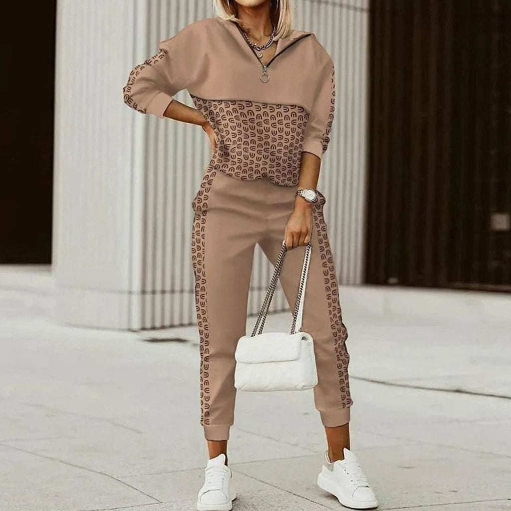 Elodie | Women’s Half-Zip Pattern-Block Pullover & Jogger Set
