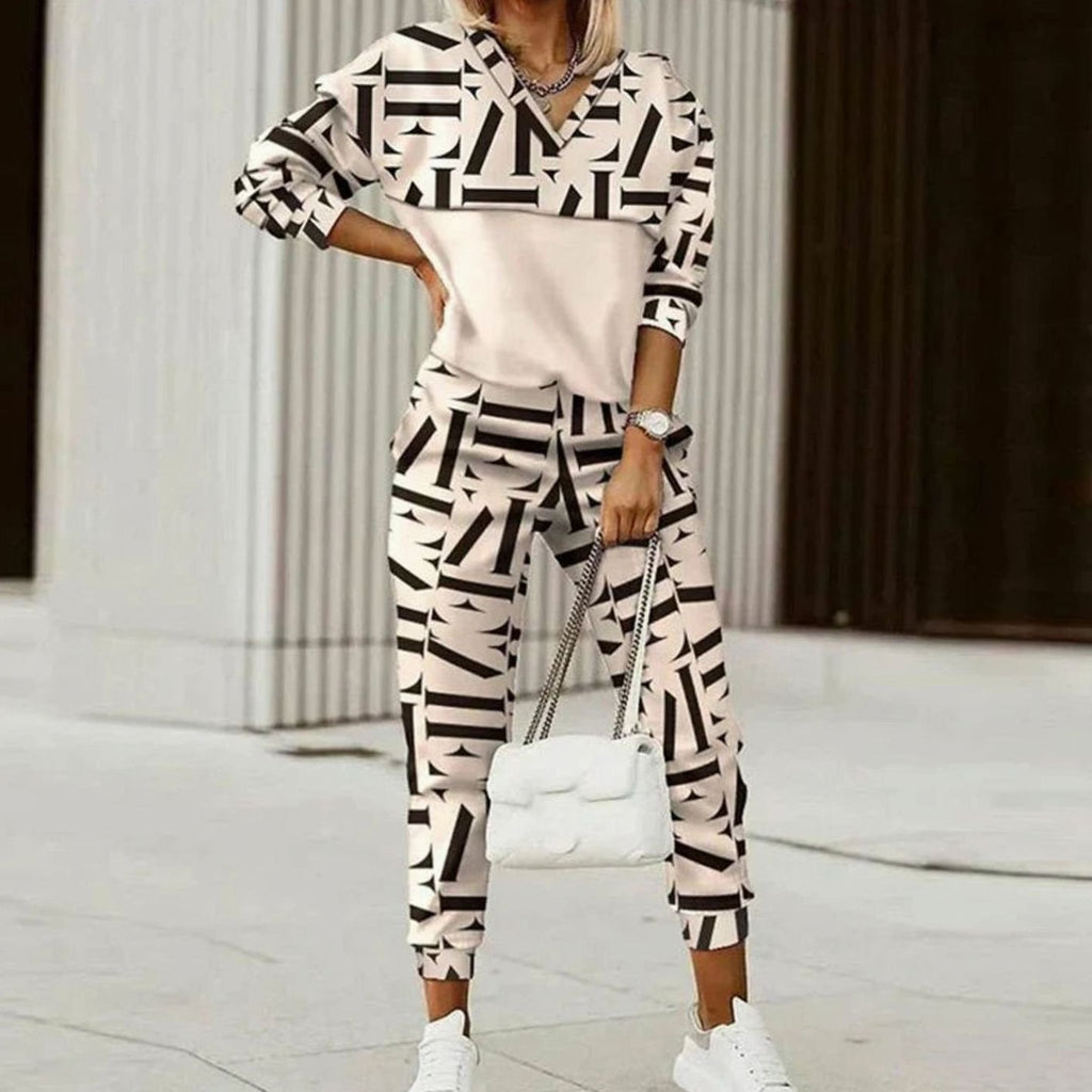 Elodie | Women’s Half-Zip Pattern-Block Pullover & Jogger Set
