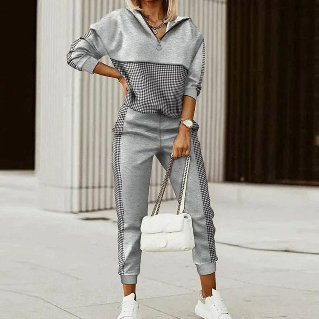 Elodie | Women’s Half-Zip Pattern-Block Pullover & Jogger Set